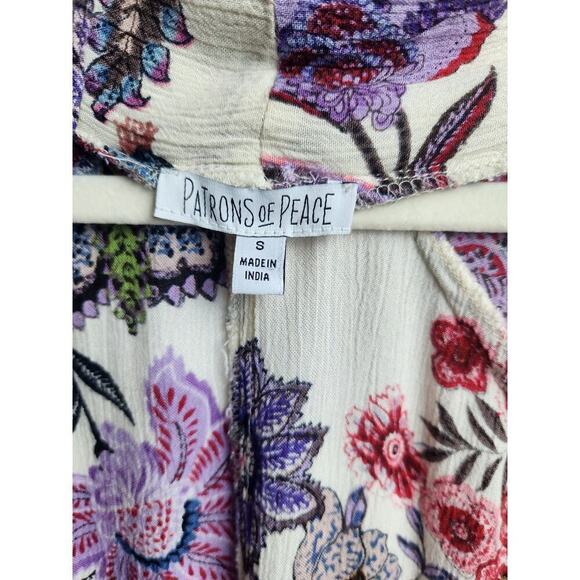 Patrons of Peace crinkle floral kimono sz s boho, hippie, peasant, Festival - Picture 6 of 8